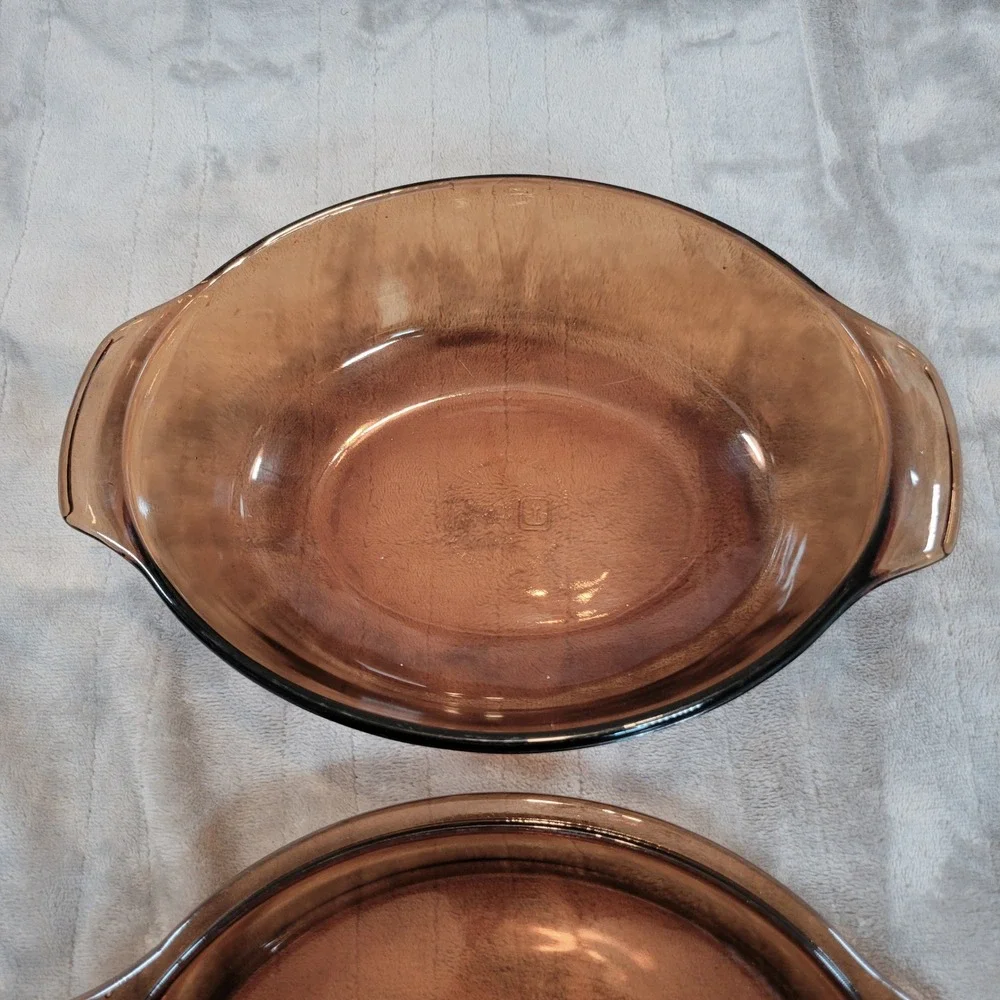 Anchor Hocking‎ Fire King Oval Casserole Dish Amber Glass w Lid 433 1.5 Vintage
